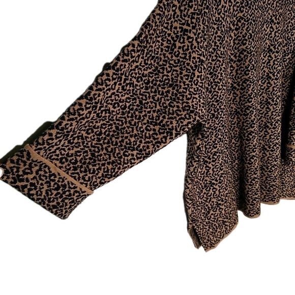TAHARI Leopard Print Sweater 2X Boatneck Cuffed Sleeves Viscose Loose Fit Punk - Picture 5 of 8